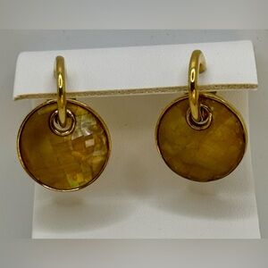 Lia Sophia Gold-Tone Round Drop Earrings with Iridescent Yellow Discs